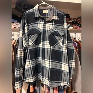 Wrangler Navy and Cream Plaid Shirt Jacket